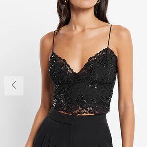 EXPRESS LACE CROP CAMI SEQUINS